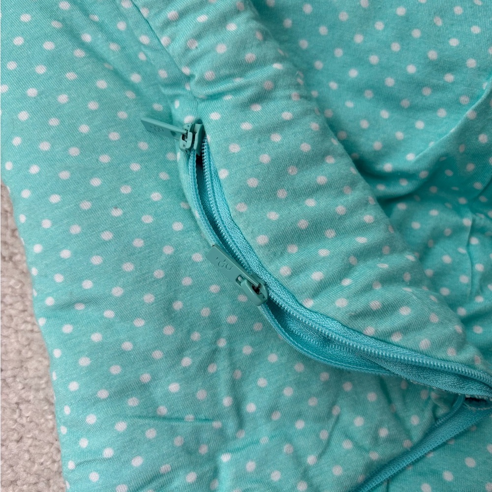 Posh Peanut Teal Polka Dot Ruffled Zippered Sleep Sack BROKEN ZIPPER - Picture 8 of 10
